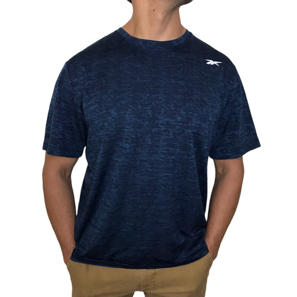 Reebok Short Sleeves‎ Textured Active Tee Blue Size Large - Picture 1 of 9